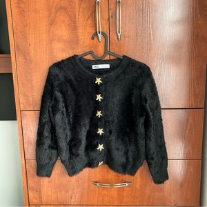 Zara faux fur black cardigan